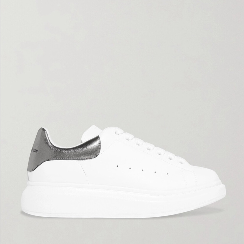 Alexander McQueen White and Silver Sneakers